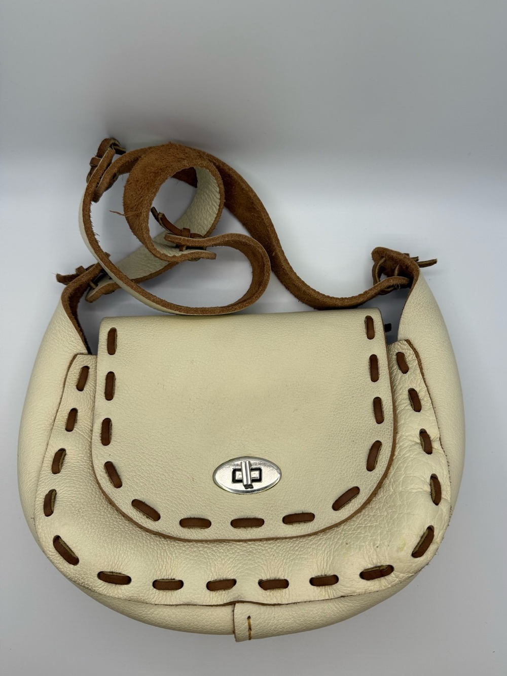 Handmade Leather Crossbody Boho Whipstitched Artisan Vintage Style Bag